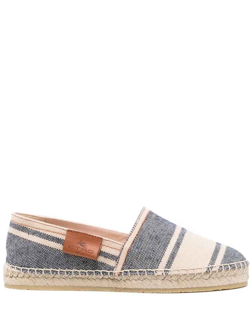 Etro Striped Canvas Espadrillas In Blue