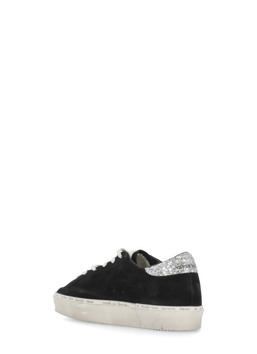 Golden Goose Hi Star Suede Sneakers With Glittered Star And Heel Tab In Black