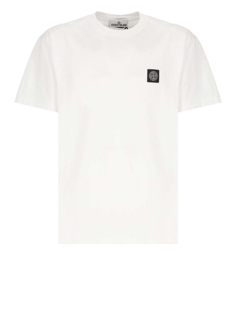 Shop Stone Island White Cotton T-shirt