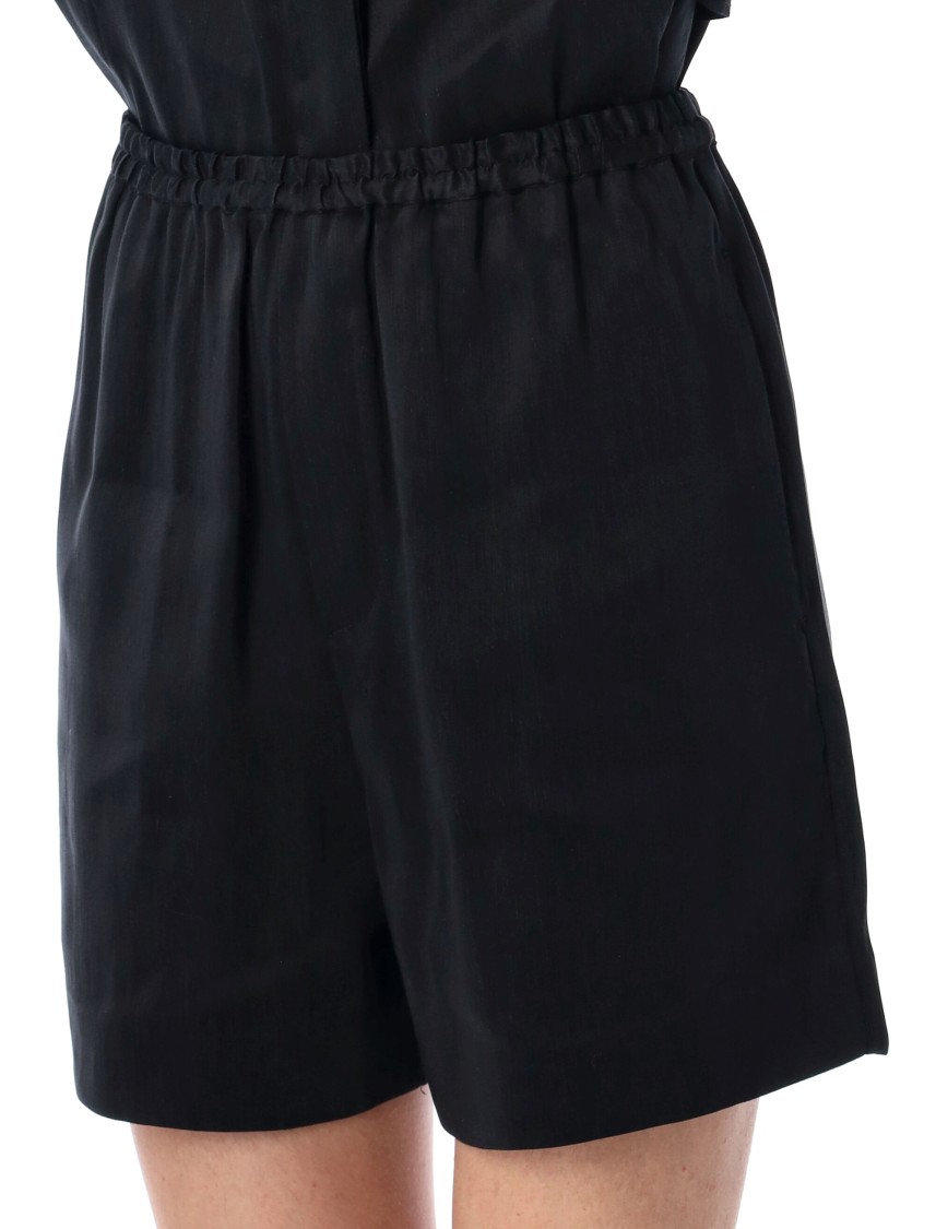 Loulou Studio Relaxed Fit Black Shorts With Elasticated Waistband In Black
