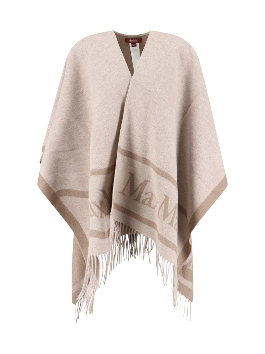 Max Mara "hilde" Wool Poncho Beige In Neutral