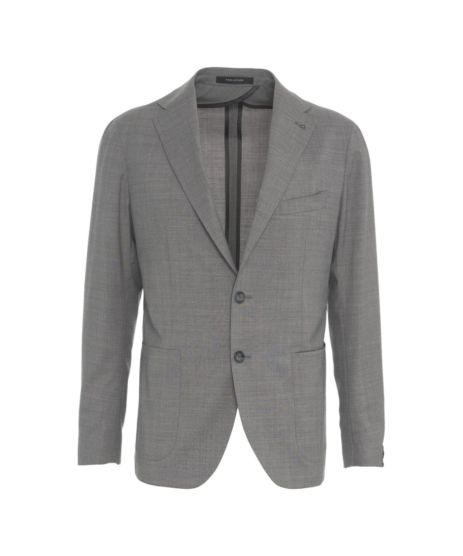 Tagliatore Single-breasted Virgin Wool Suit With Tailored Silhouette In Grey