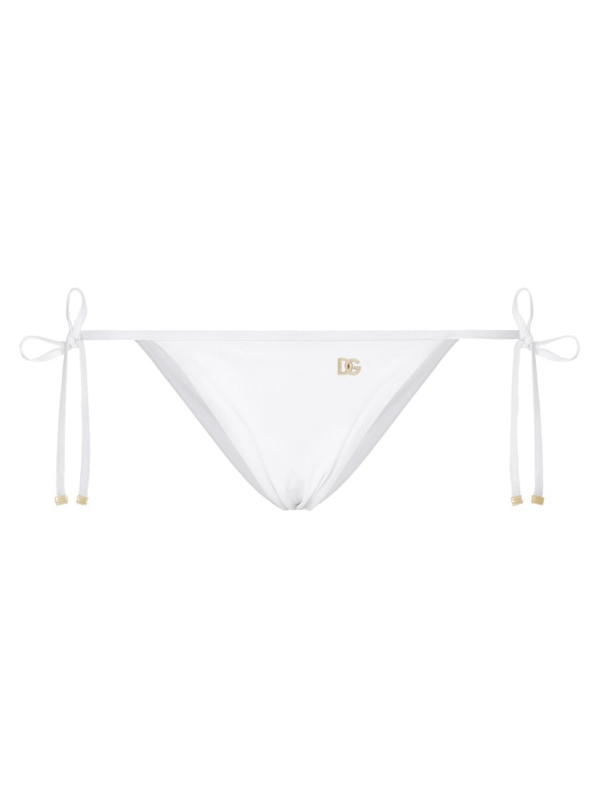Dolce & Gabbana Logo-plaque Side-tie Bikini Bottom In White