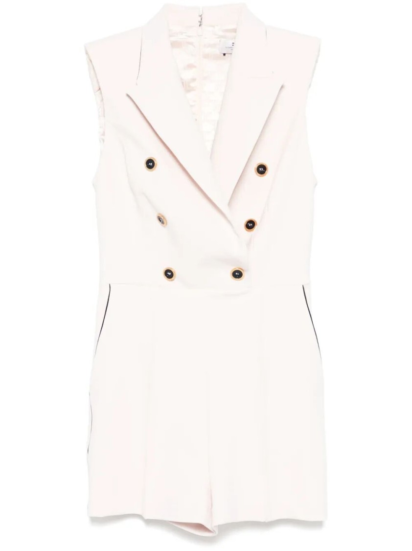 Elisabetta Franchi Tailored Jumpsuit With Decorative Buttons In Neutral