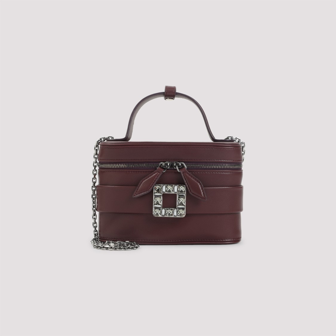 Roger Vivier Dark Bordeaux Nappa Leather Vanity Micro Bag