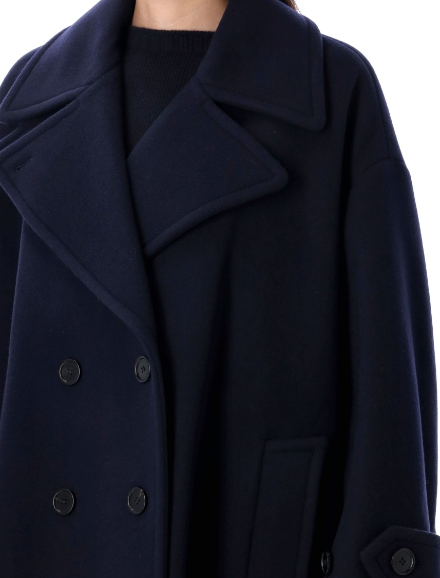 Chloé Oversize Double-breasted Wool Coat In Black