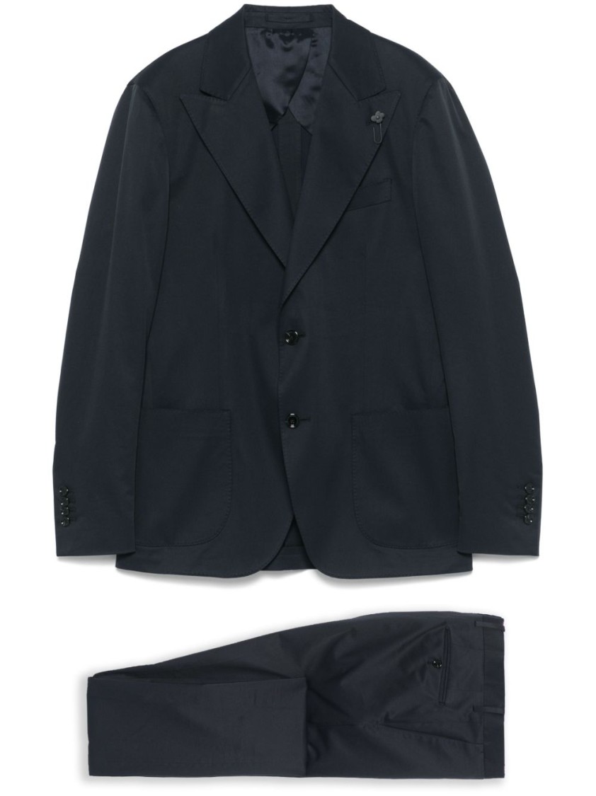 Lardini Blue Suit With Notch Lapel In Blue
