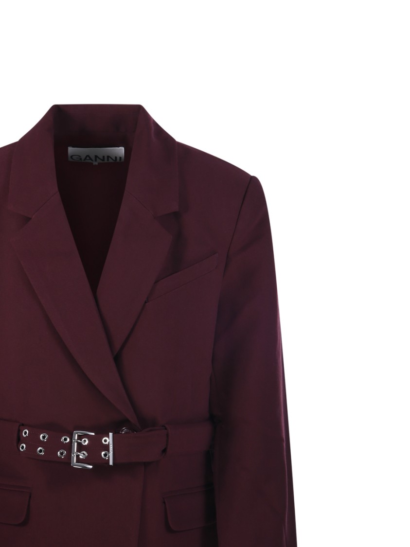 Ganni Future Twill Suiting Blazer In Red