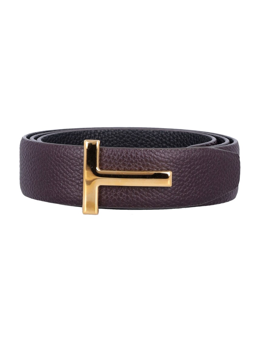 Tom Ford Small Grain Leather Icon Belt In Black