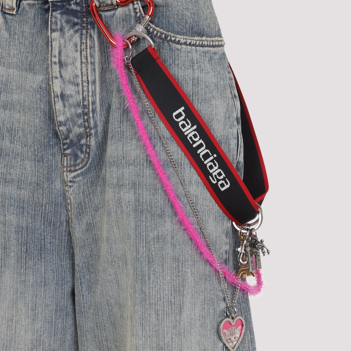 Balenciaga Wide-leg High Waist Jeans With Unique Accessory Chain