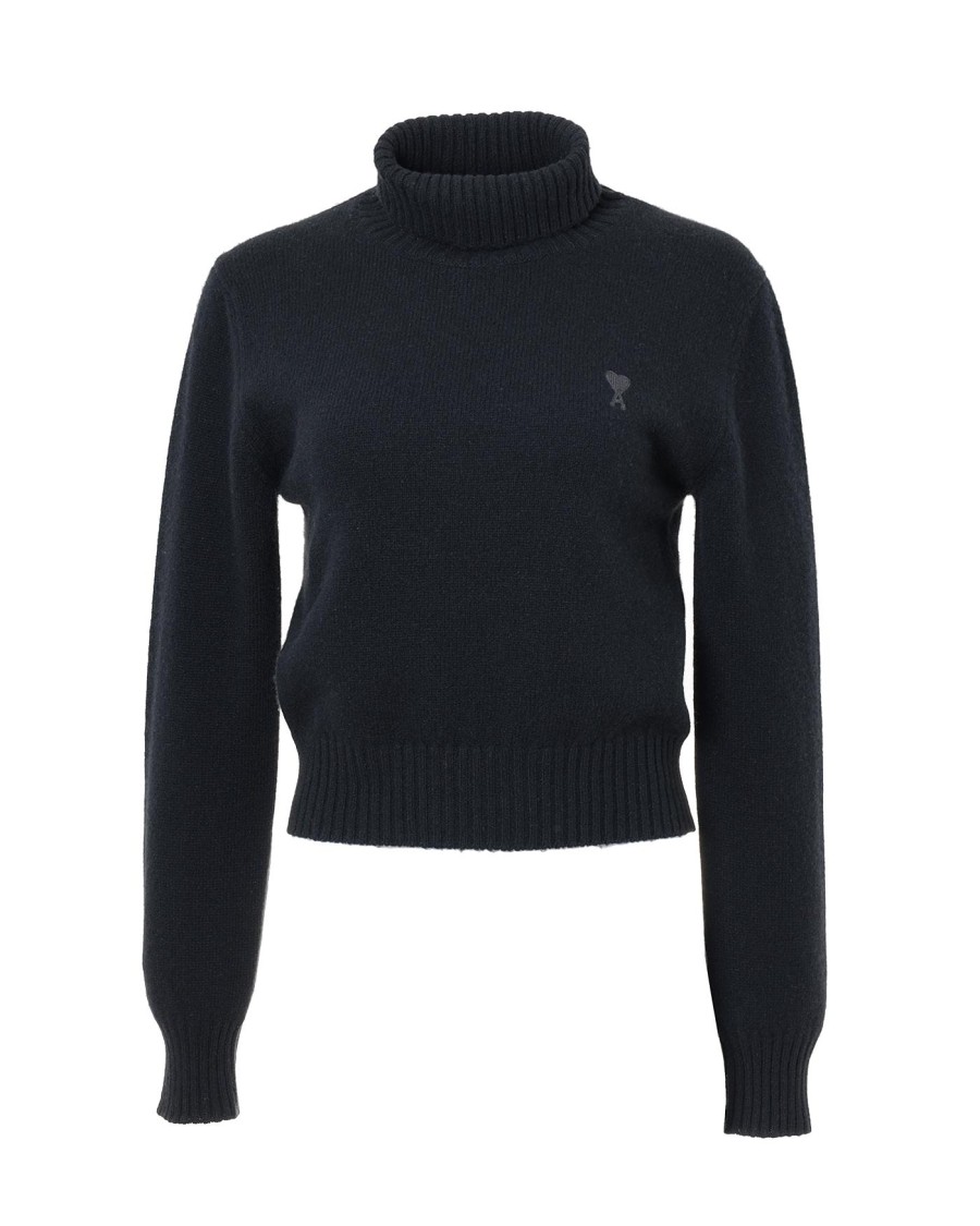 Ami Alexandre Mattiussi Ami Recycled Cashmere Turtleneck Sweater In Black