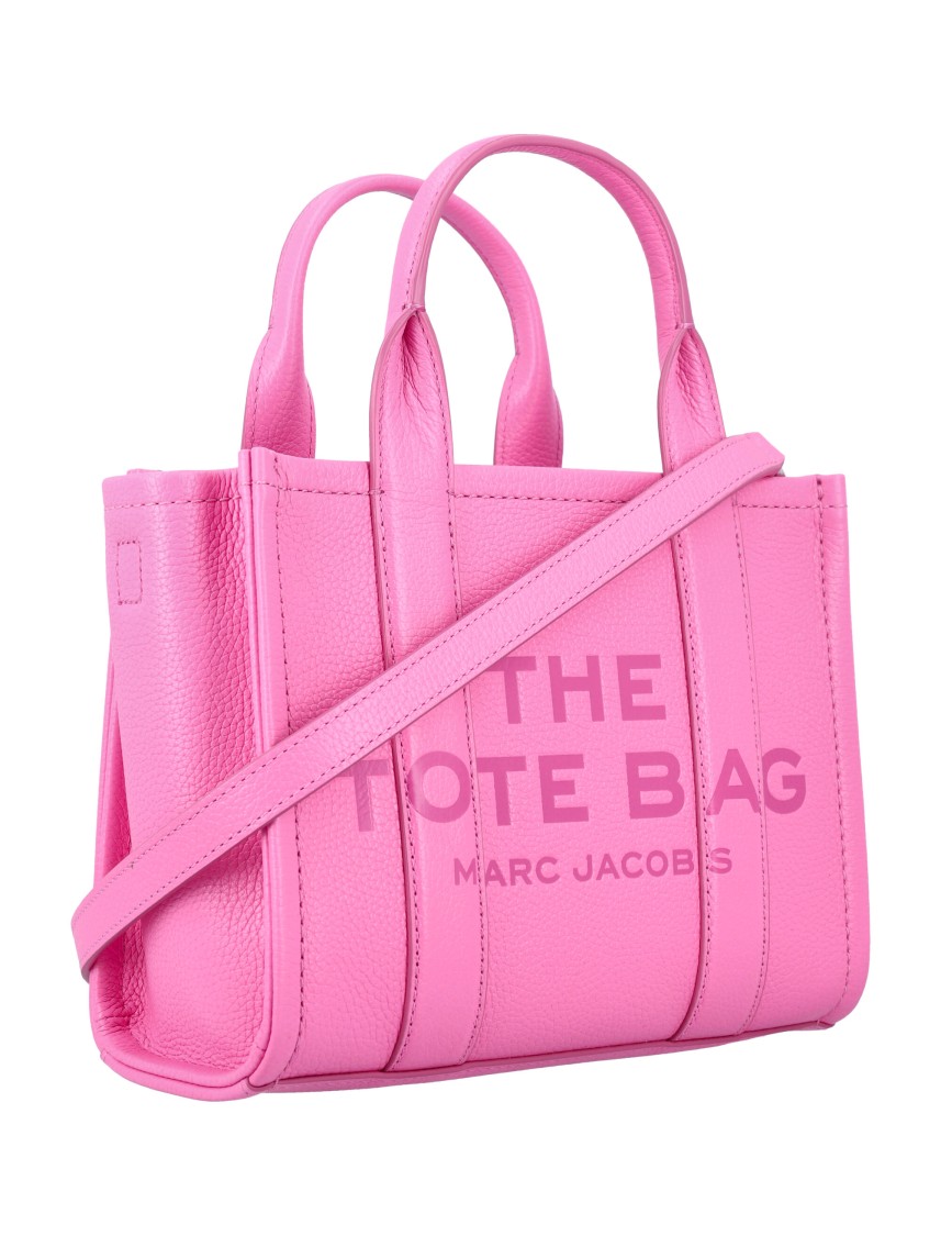 Marc Jacobs Mini Tote In Soft Cow Leather With Bold Lettering In Pink