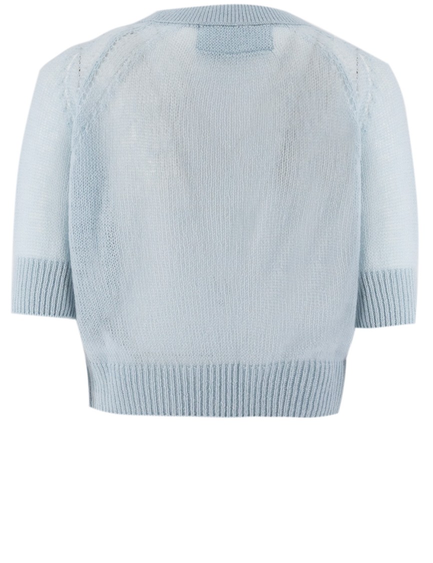 Ermanno Scervino Cashmere T-shirt With Micro Rib Detail In Blue
