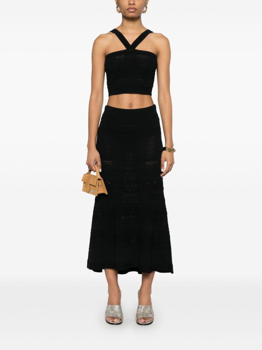 TWINSET TWIN-SET TEXTURED FLARED SKIRT IN A SOFT VISCOSE-POLYAMIDE BLEND