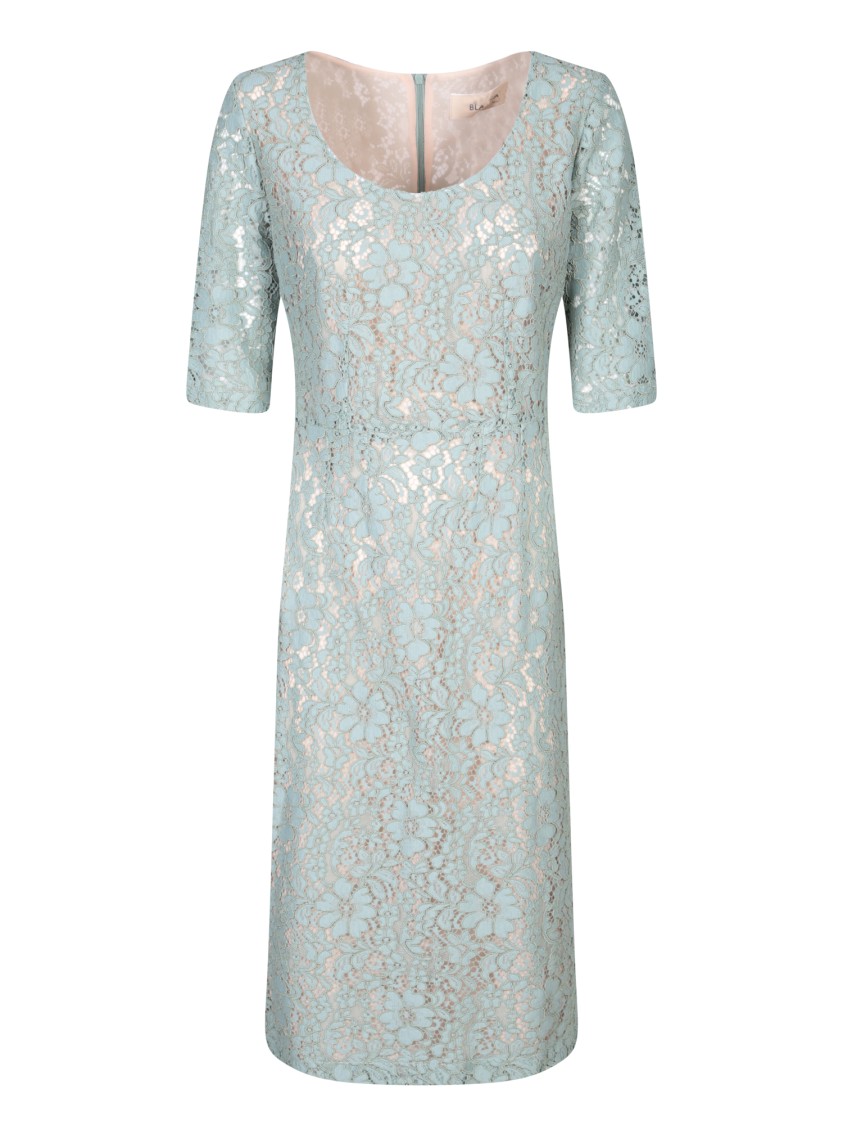 Shop Blanca Vita Refined Lace Overlay Midi Dress In Green