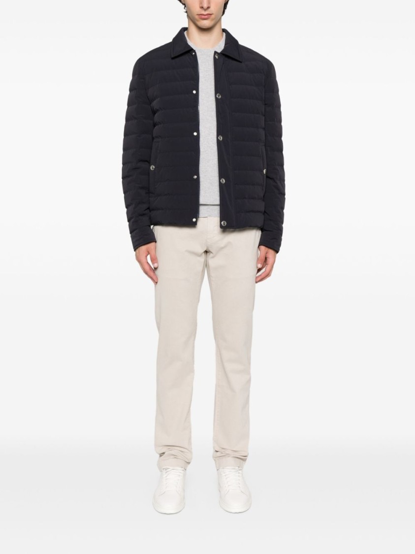 Brunello Cucinelli Dark Blue Nylon Short Jacket In Black