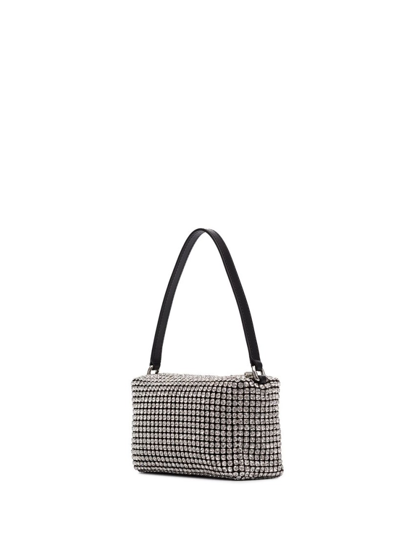 Alexander Wang Medium Heiress Shoulder Bag In Metallic Mesh With Crystal Rhinestones