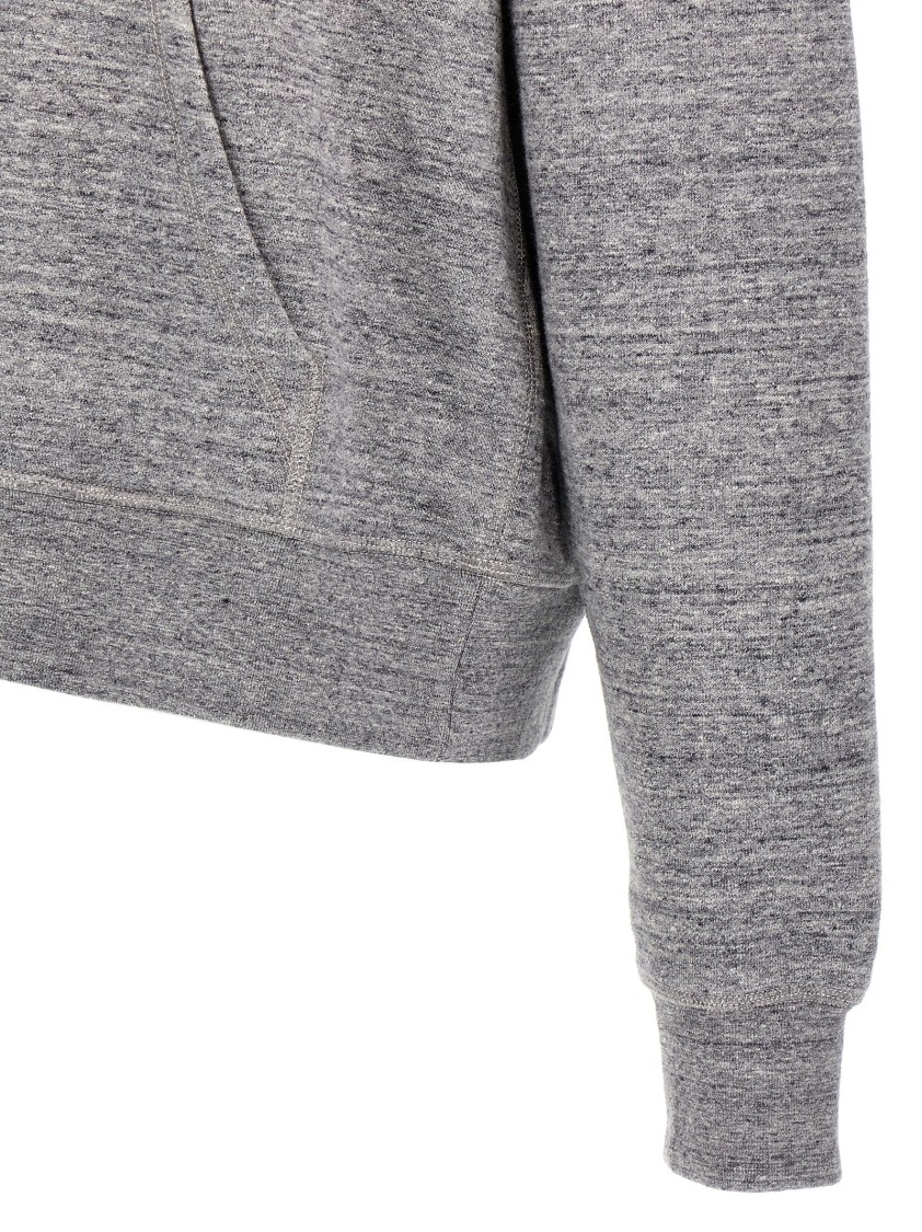 Dsquared2 Hooded Kangaroo Pocket Sweater With Ribbed Cuffs In Gray