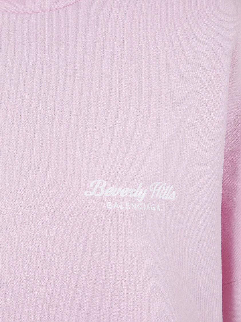 Balenciaga Relaxed Fit Cotton Hoodie In Purple