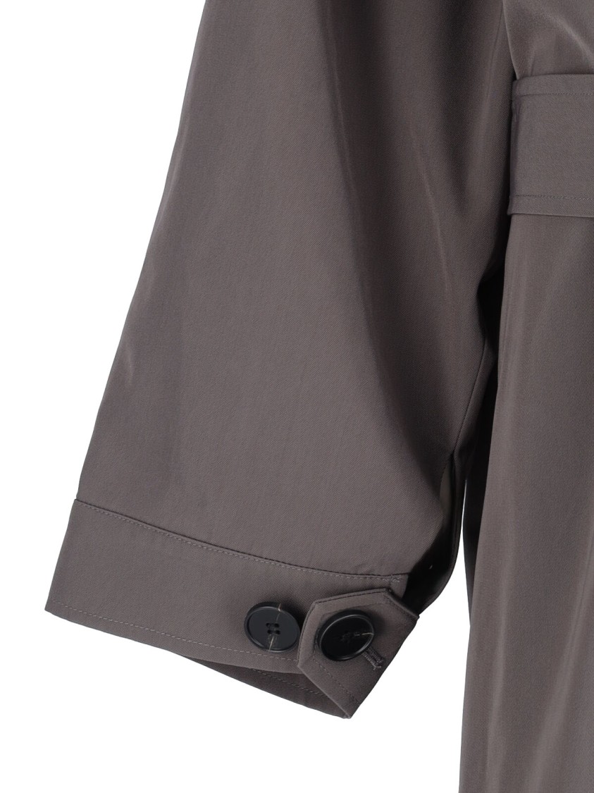 The Frankie Shop Double-breasted Trench Coat With Adjustable Waist And Maxi Lapel In Gray