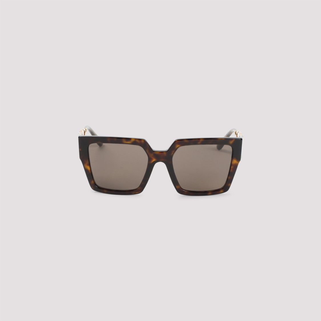 Dolce & Gabbana Embellished Dg Logo Rectangular Sunglasses In Brown