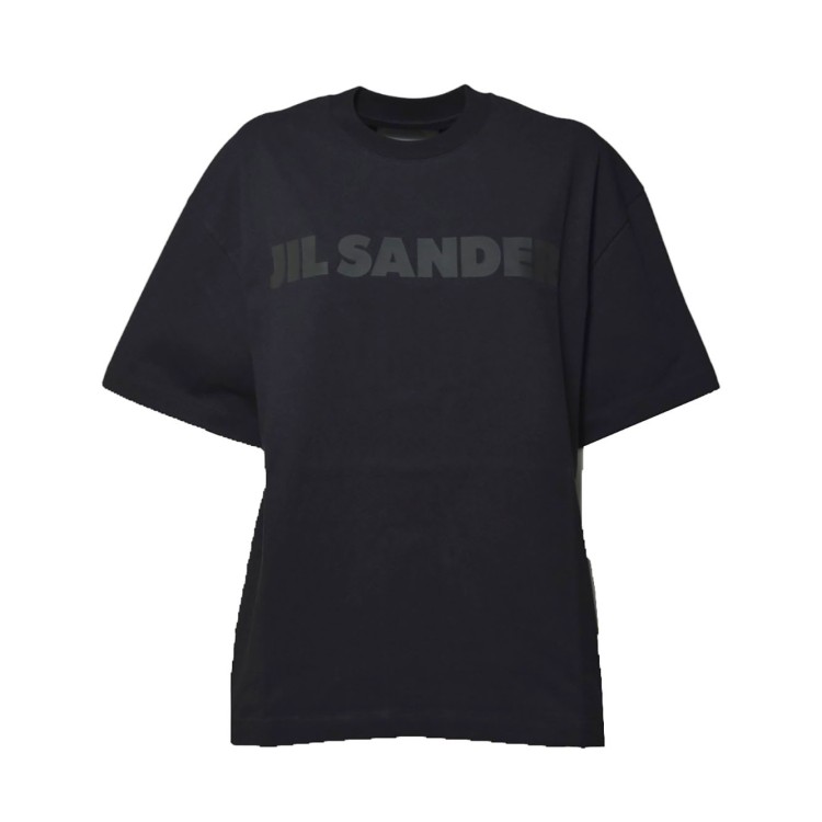 Jil Sander Black Cotton T-Shirt With Tone-On-Tone Logo | THE