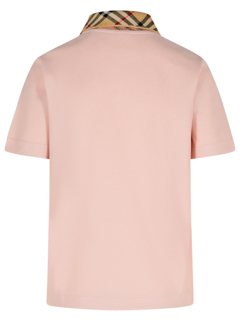 Burberry Polo Shirt With Classic Check Pattern And Tonal Logo Embroidery