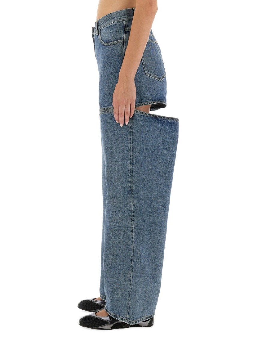 Attico Light Blue Cut-out Jeans In Blue