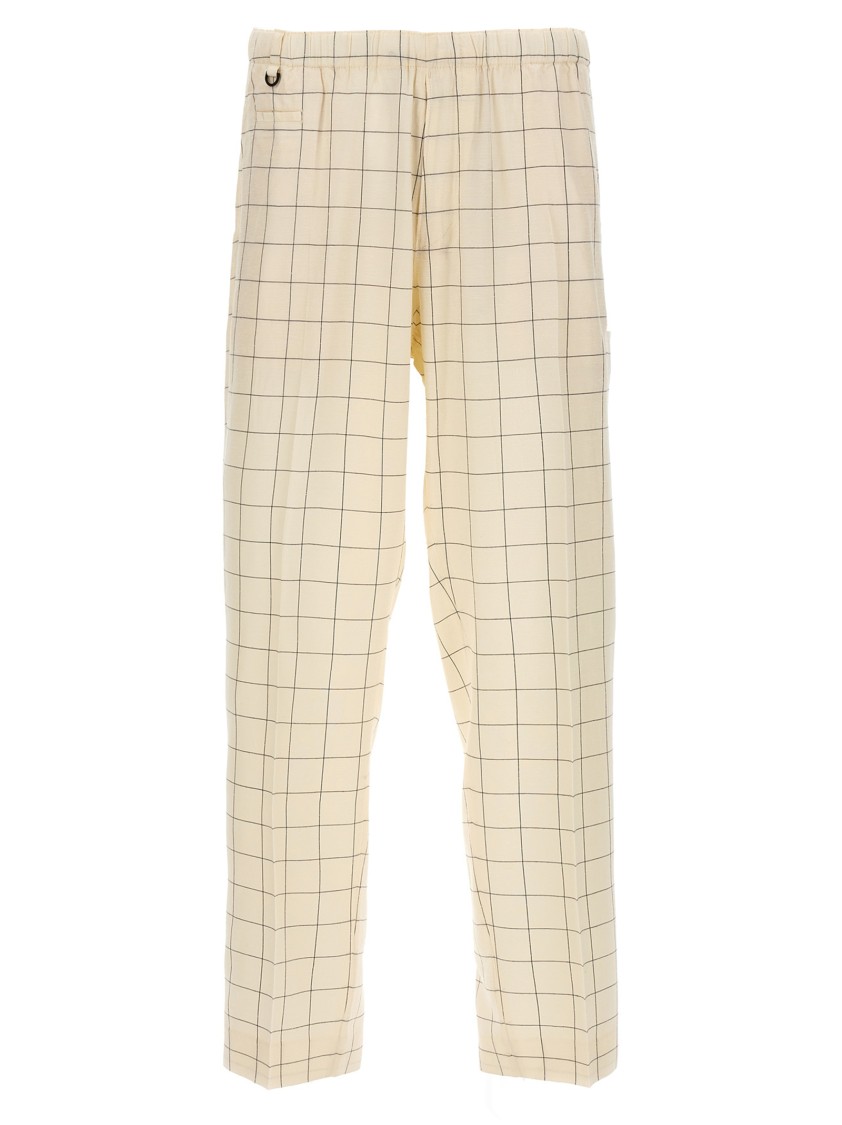 Undercover All-over Checkered Pants With Elastic Waistband In Neutral