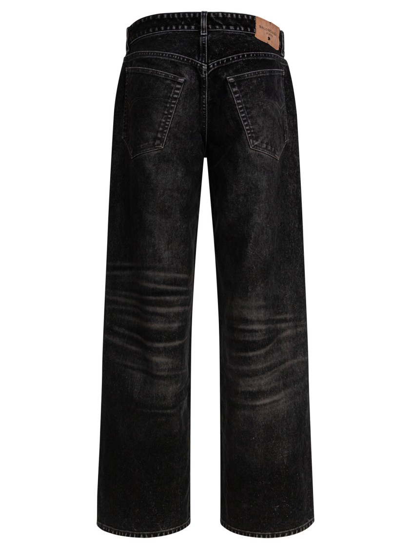 Balenciaga Wide-leg Trousers With Textured Fabric In Black