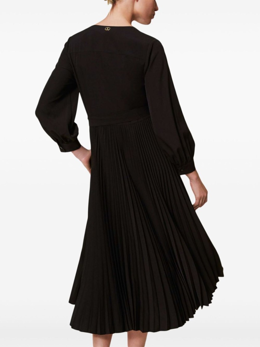 Twinset Twin-set Wrap-design Evening Dress With Logo-buckle Detail