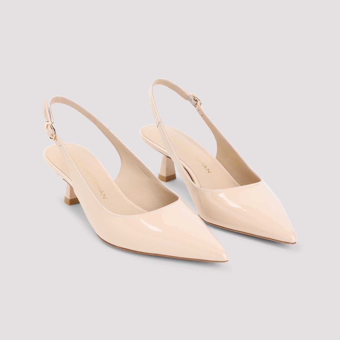 Stuart Weitzman Patent Leather Slingback Pumps With 5cm Heel In Neutral