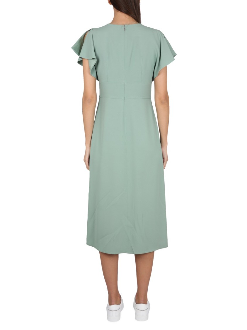 Shop Hugo Boss Boss V-neck Dress In Green