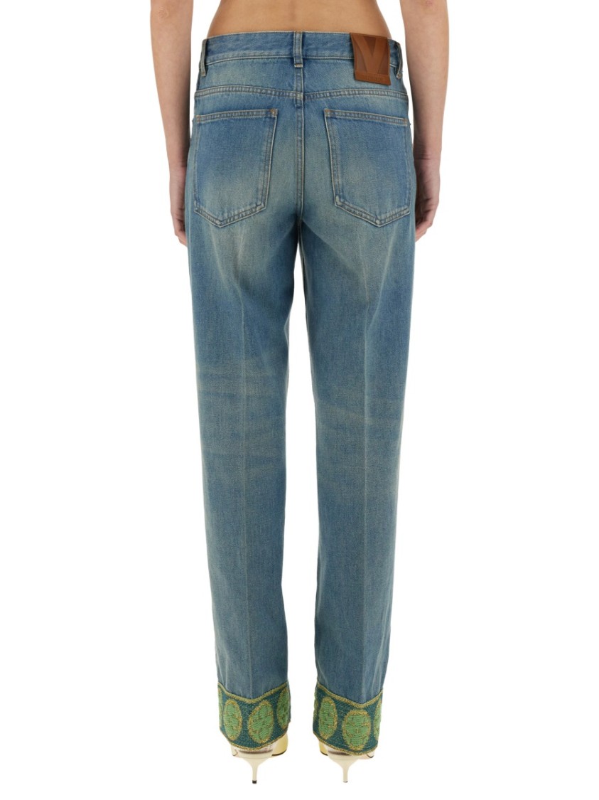 VALENTINO VALENTINO DENIM PANTS WITH JACQUARD EDGES 