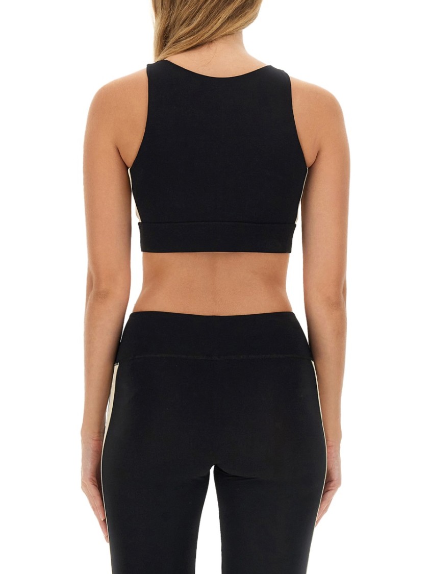 Palm Angels Black Training Crop Sport Top In Black