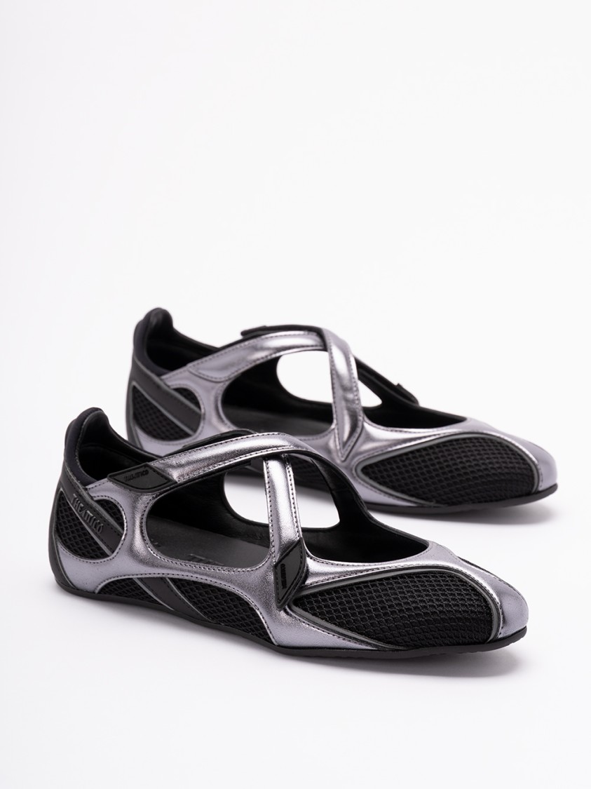 Attico Floor 01 Mesh And Leather Ballerinas Flat