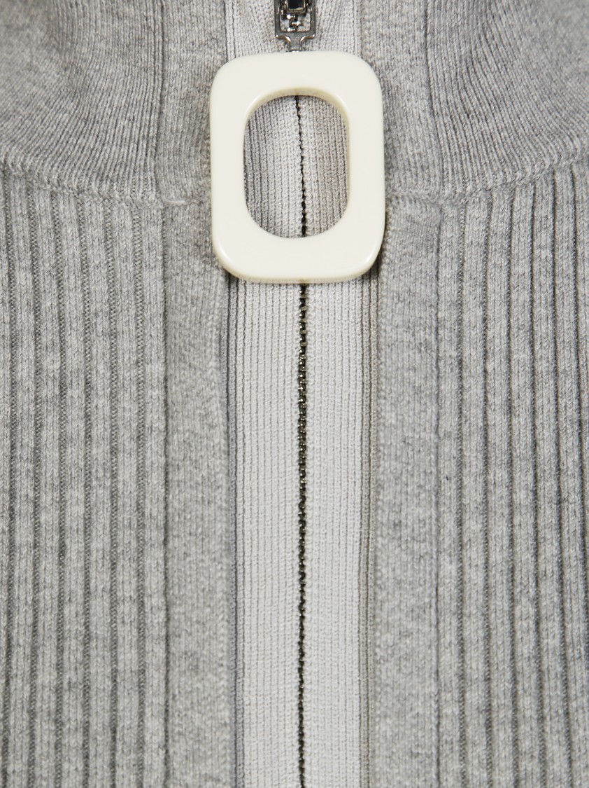 Jw Anderson J. W. Anderson Ribbed Zip-up Cardigan With High Collar In Gray