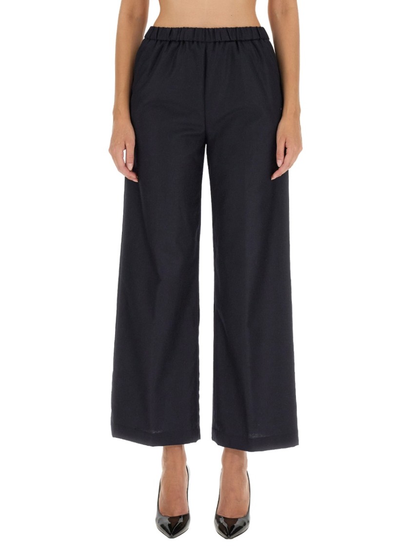Aspesi Tailored High-waist Pants With Wide Legs In Blue