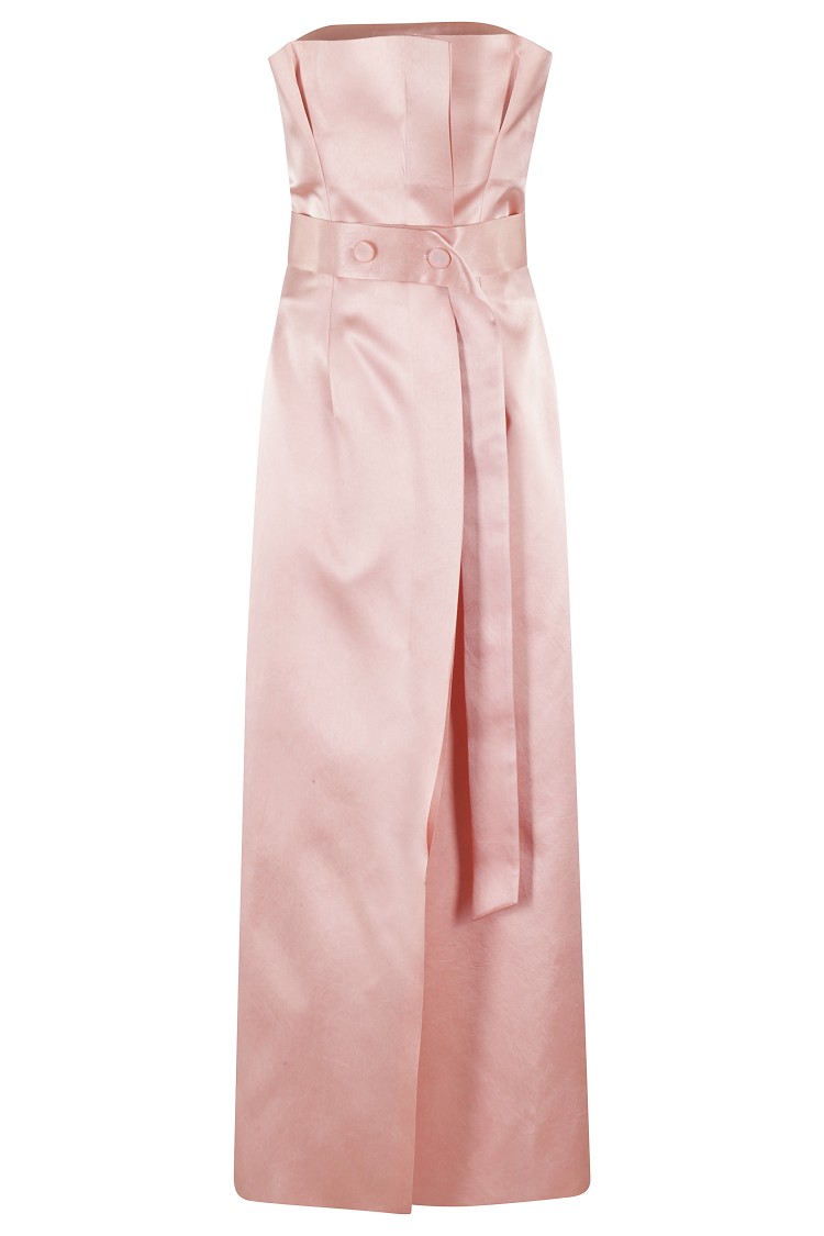 Shop Philosophy Di Lorenzo Serafini Bustier Duchesse Dress With Raw-edged Ruffles In Pink