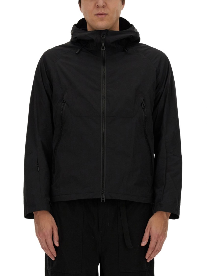 Jg1 Textured Nylon Hooded Jacket In Black
