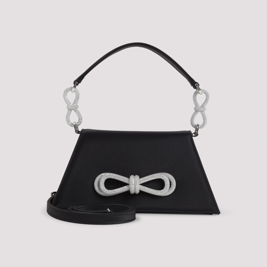 Mach&mach Samatha Double Bow Satin Shoulder Bag Women In Black
