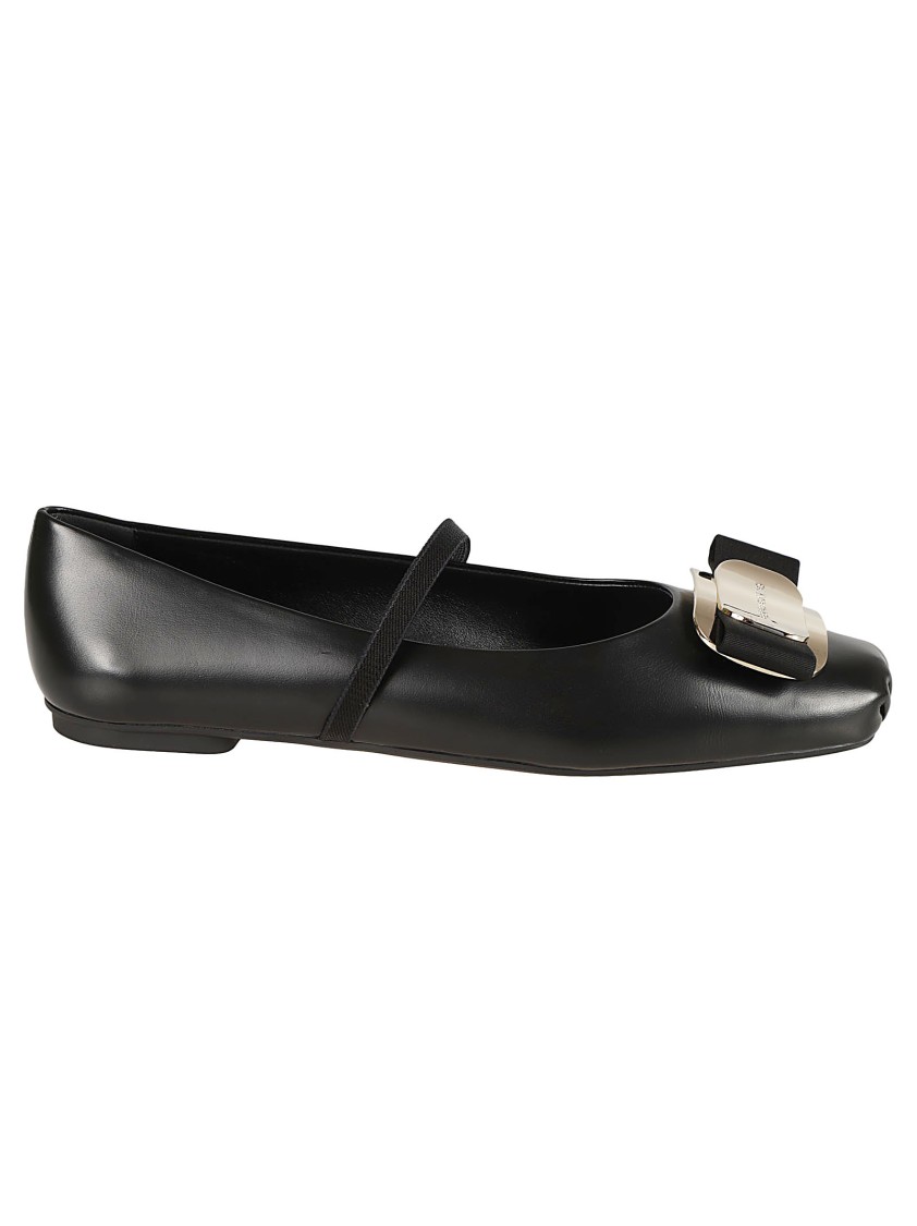 Ferragamo Lamb Leather Flats With Bow Accent