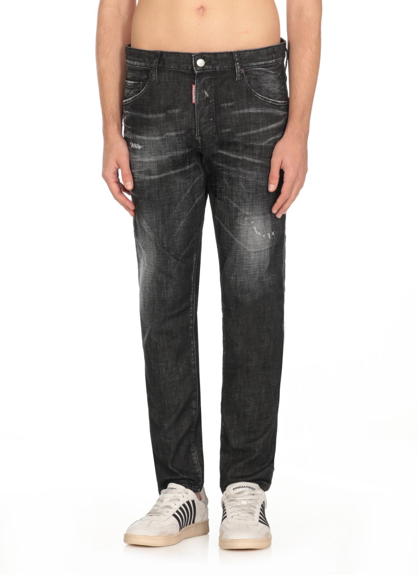 Dsquared2 Crystal-embellished Slim-cut Jeans In Black