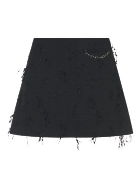 ミニスカート Ganni Textured Black Skirt With Delicate Fringing Ganni Textured Black Skirt With Delicate Fringing | THE LIST