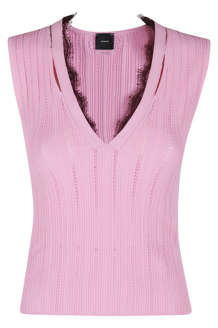 Shop Pinko Sleeveless Perforated Knit Top