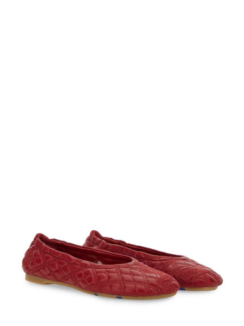 Burberry Sadler Quilted Lambskin Ballerina Flats In Red