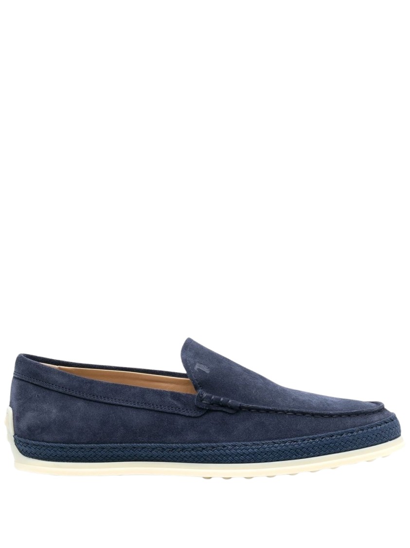 Tod's Navy Blue Calf Leather Loafer In Blue