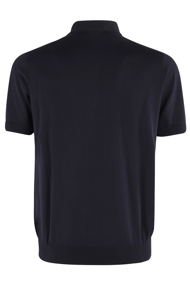 Shop Paolo Pecora Short Sleeve Polo Shirt With Zip Collar In Blue