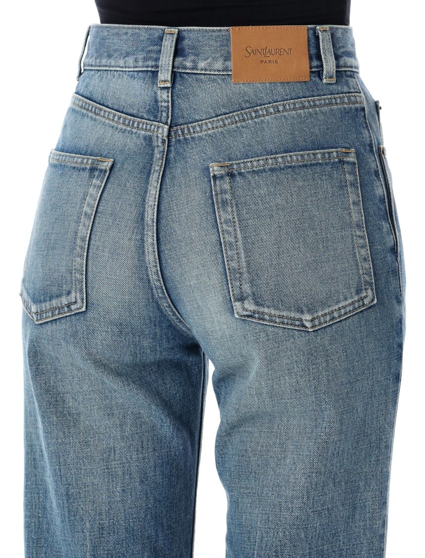 Saint Laurent High Rise Flared Boot-cut Jeans In Blue