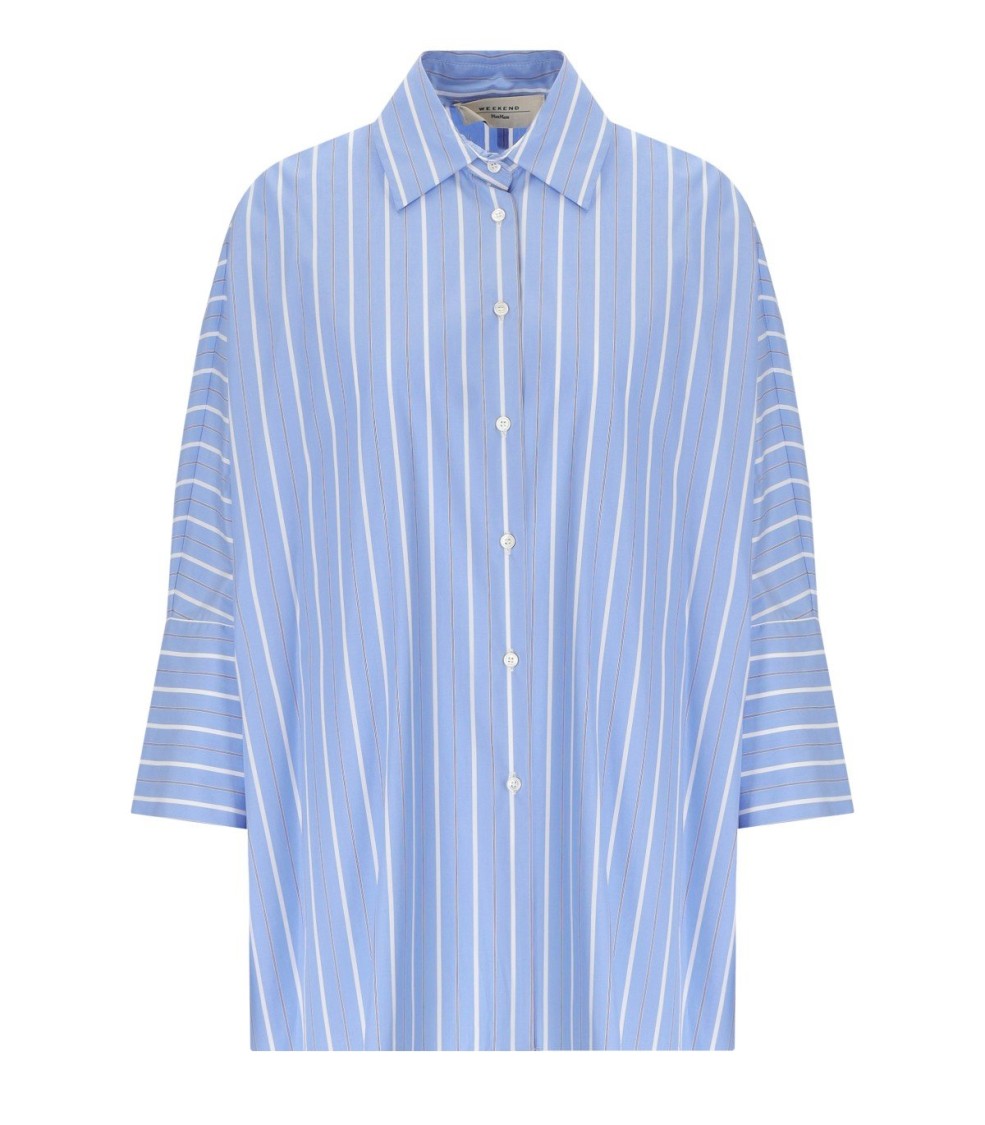 Max Mara Hudson Light Blue Striped Shirt In Blue